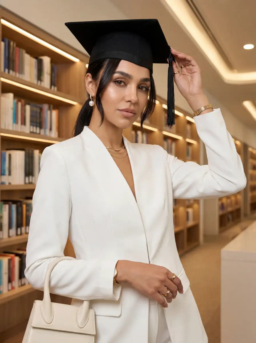 طقم تخرج أبيض