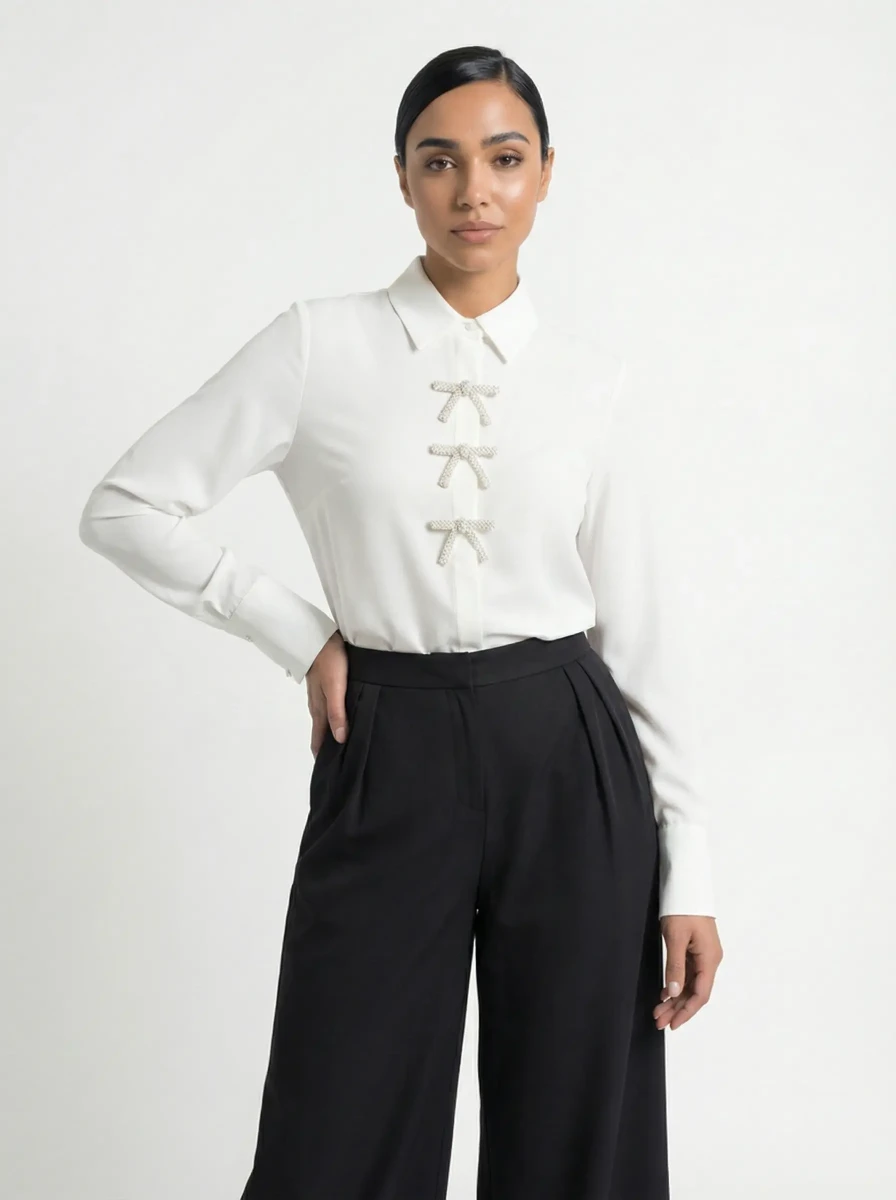 بنطال أسود واسع كلاسيك