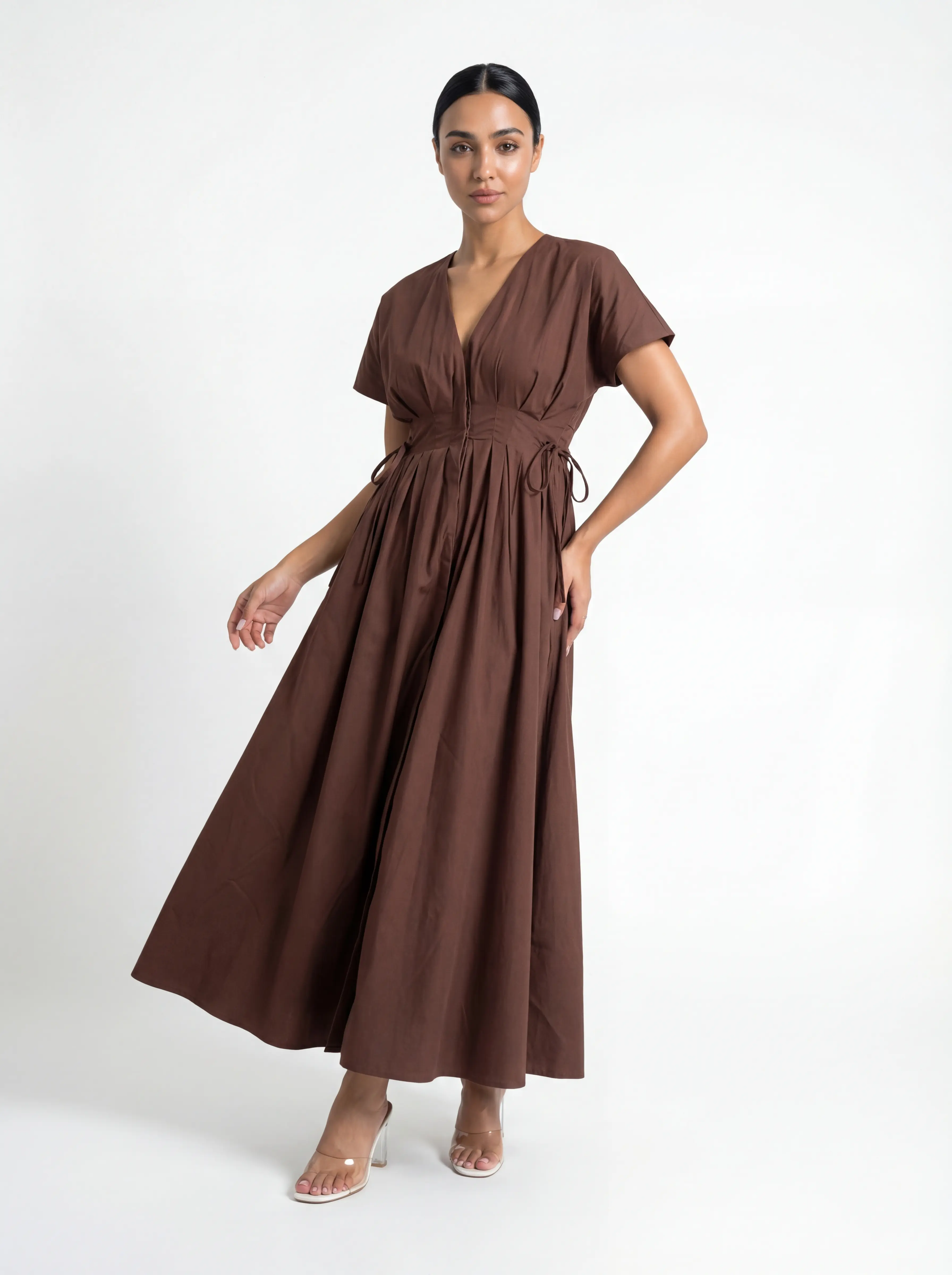 فستان براون فلو