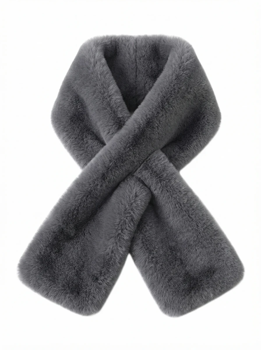 وشاح فرو رمادي داكن